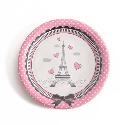 7" Party Plates – 10 Pieces per Pack (Paris Themed)