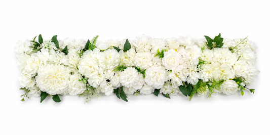 Artificial White Flower Wall Panel 100x20cm