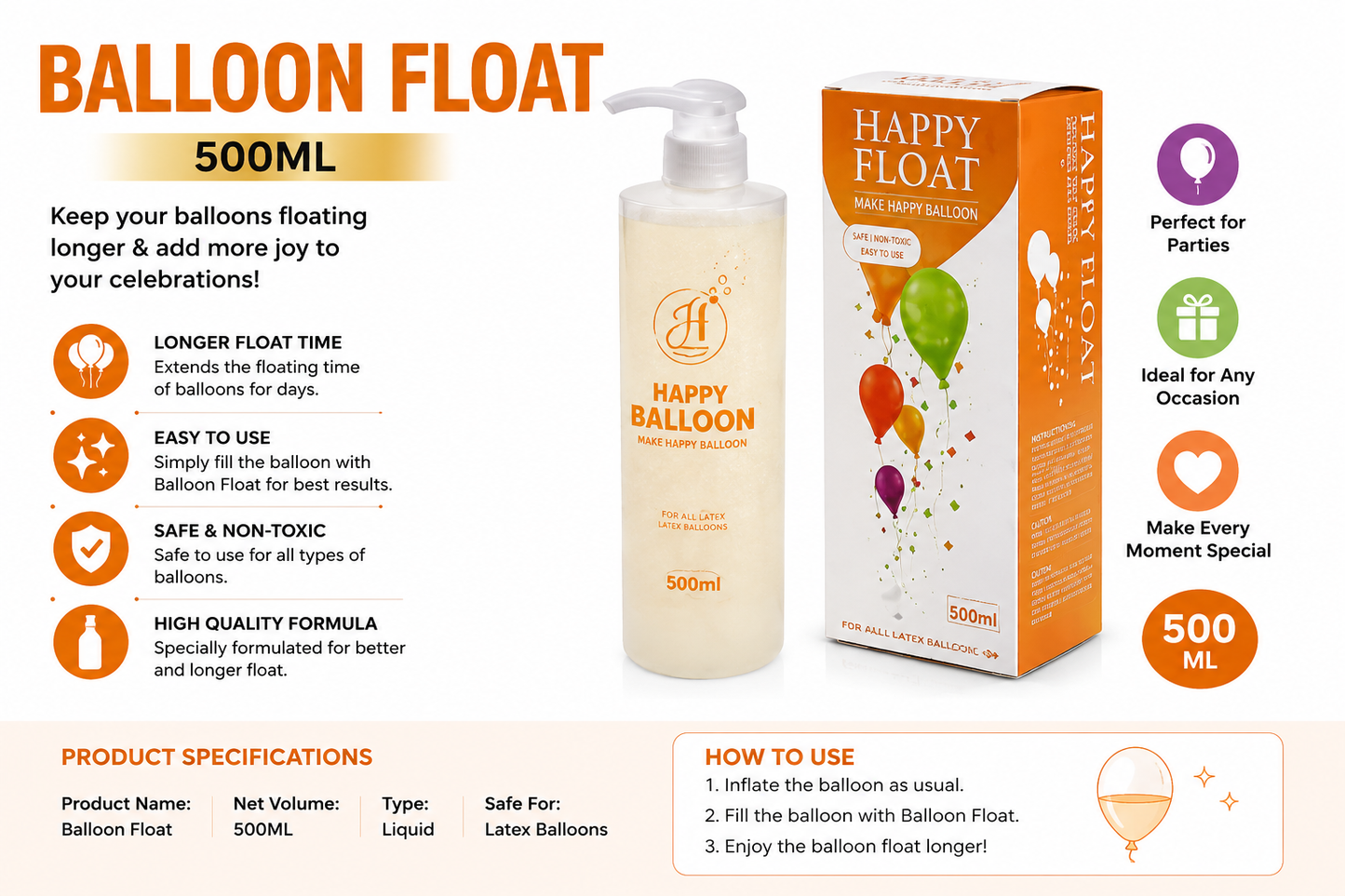 500ML Balloon Float Gel for Latex Balloons