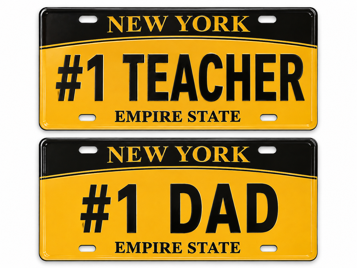 New York Souvenir License Plate – #1 Teacher & #1 Dad