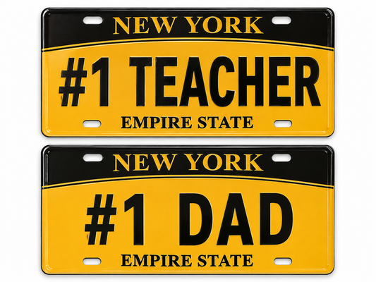 New York Souvenir License Plate – #1 Teacher & #1 Dad - 3.54*1.77"