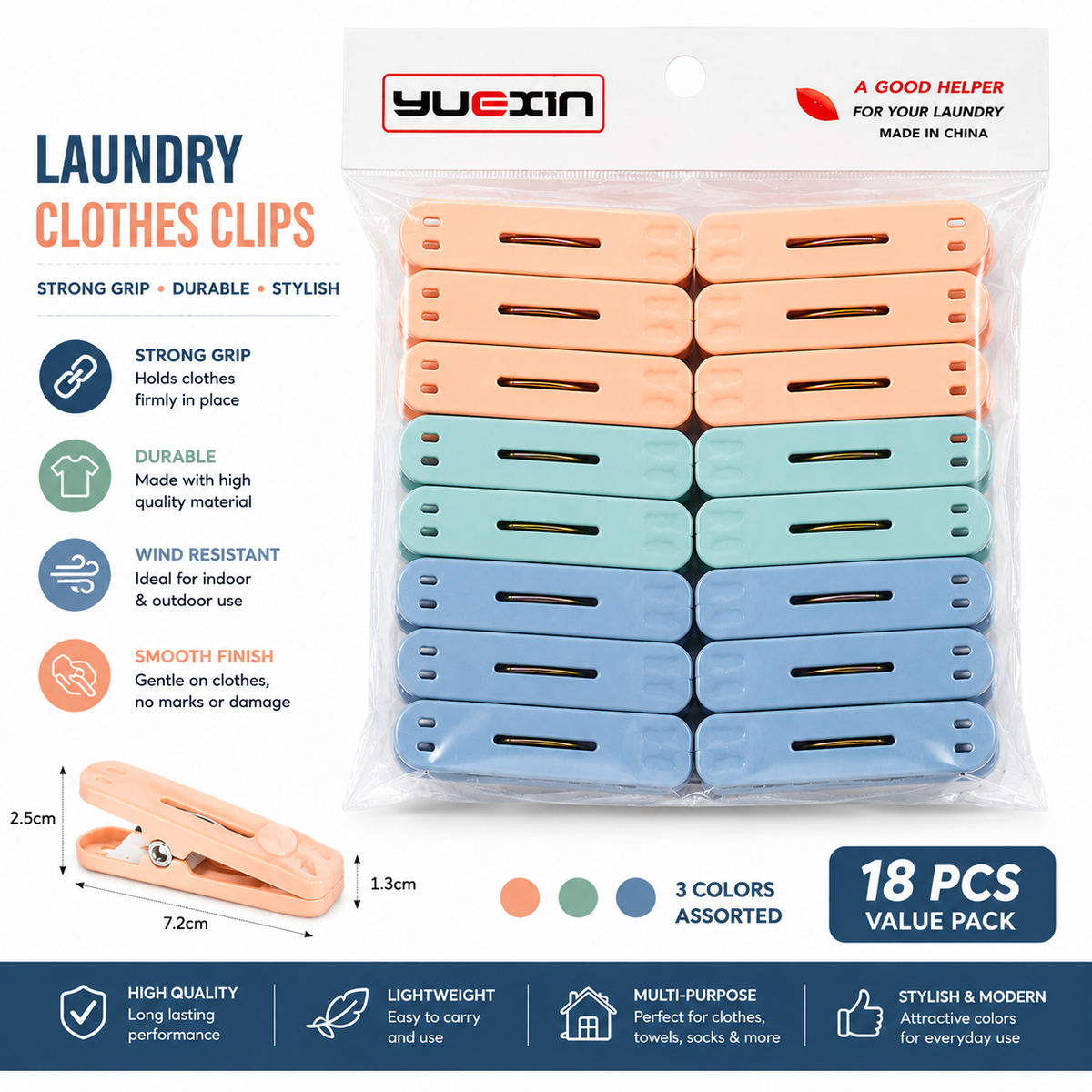 Laundry Clothes Clips 18ct
