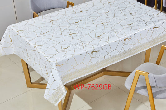 Waterproof Dining Table Cover with Gold Marble Design - 1.37 x 20 m