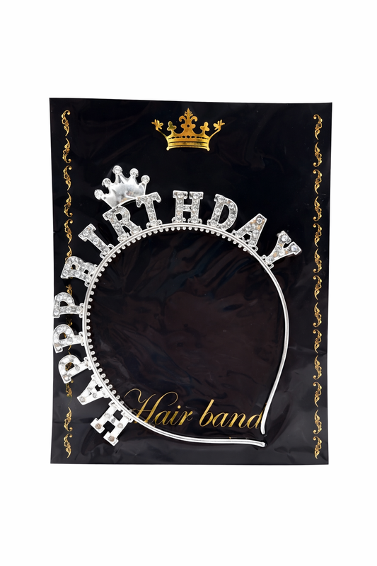 Happy Birthday Headband - Silver and Gold