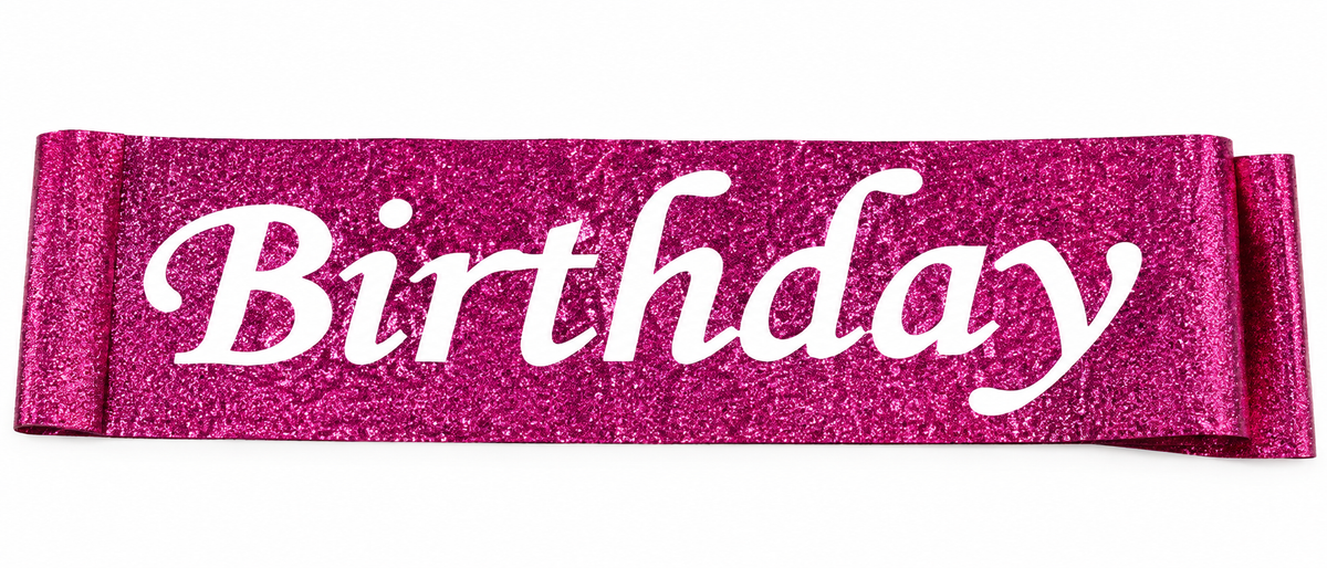 Glitter Birthday Banner - Magenta Pink