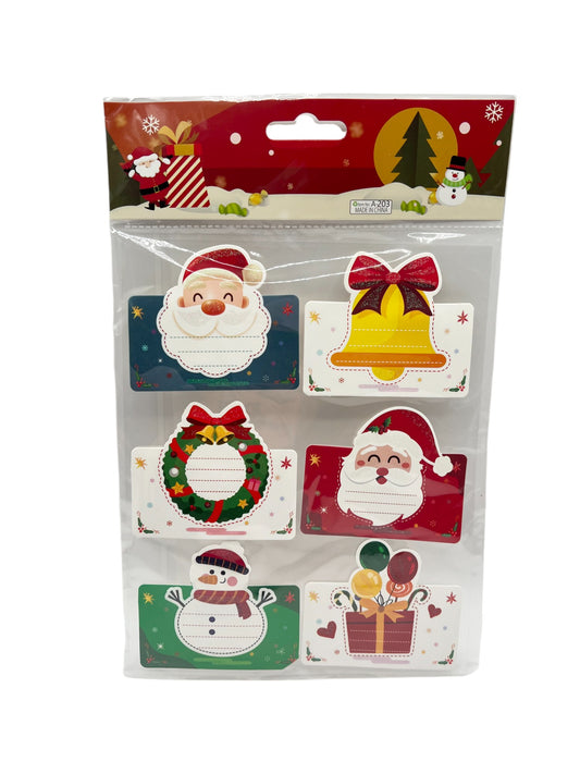 Christmas Gift Tags Stickers – 6 Pieces per Set (Mix of Designs)
