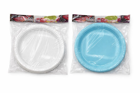 9" Plate -10ct(White/Blue)