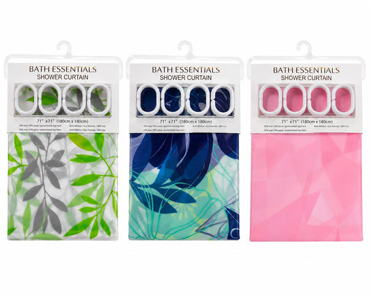 Bathroom Shower Curtain Set with Hanging Rings