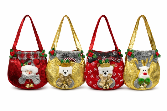 Festive Santa-Themed Christmas Gift Bag - 12 pieces - 5 design mix