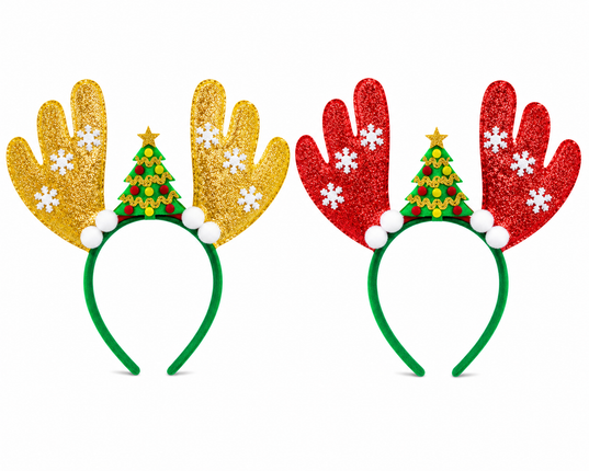 Gold & Red Reindeer Party Headbands
