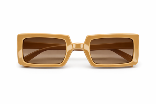Vintage Rectangle Frame Sunglasses with Brown Tinted Lenses