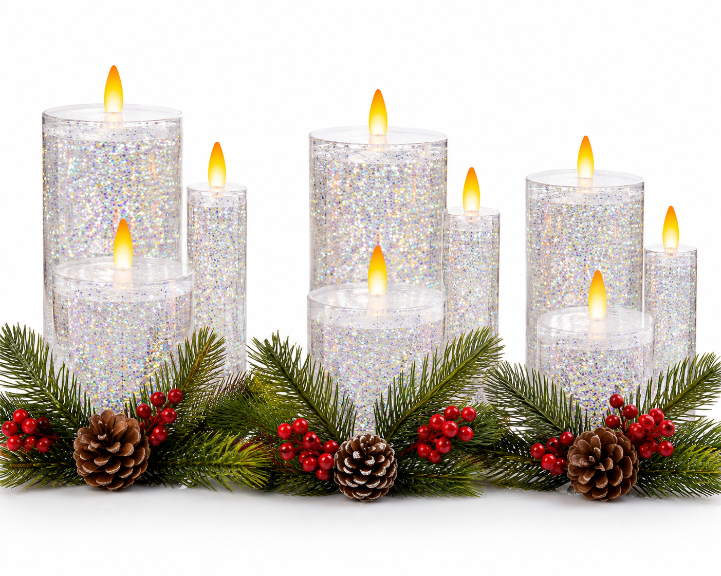 Christmas Flameless LED Candle Set 11.5 x 10.5 x 20 cm
