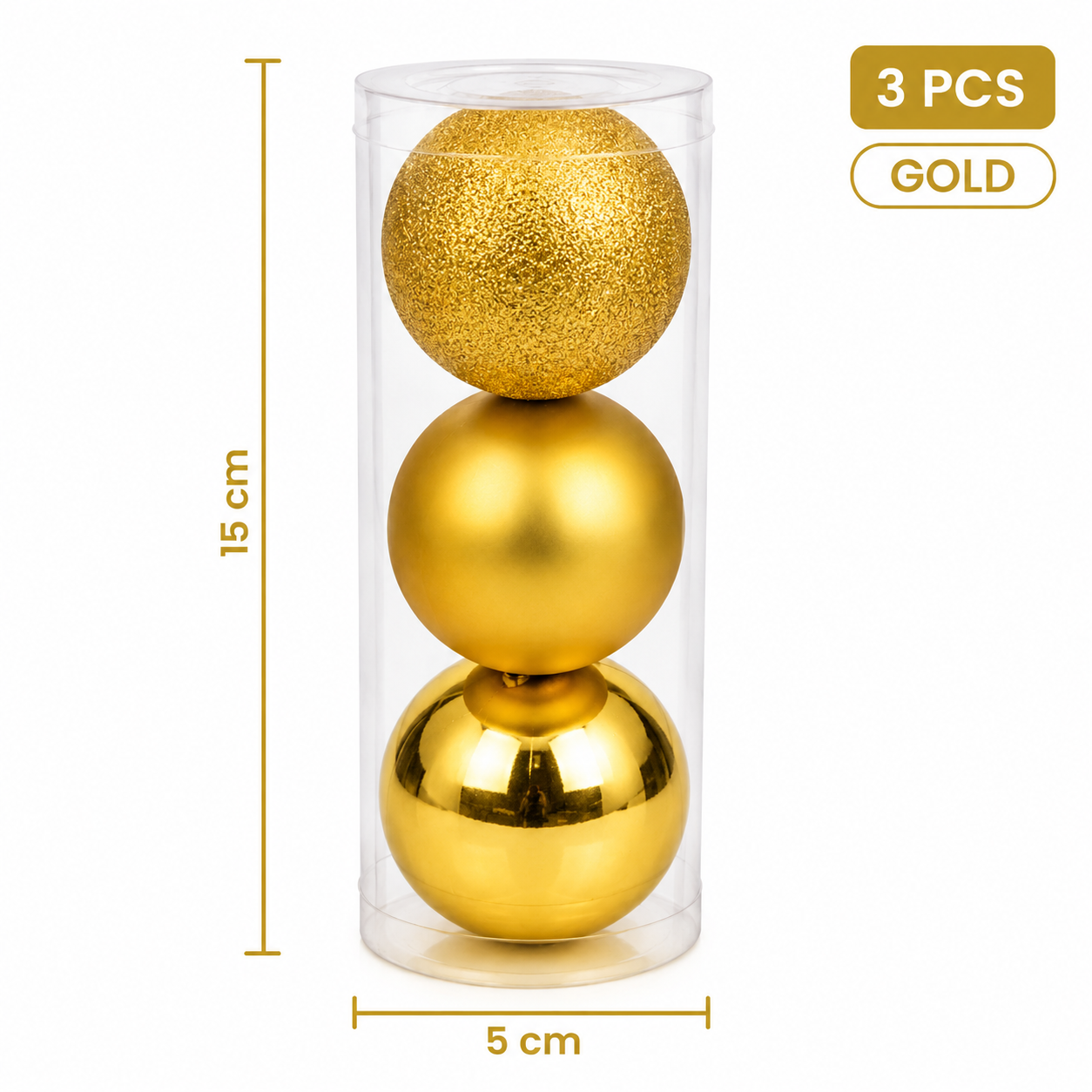 Golden Christmas Ball Ornaments 15 cm 3ct