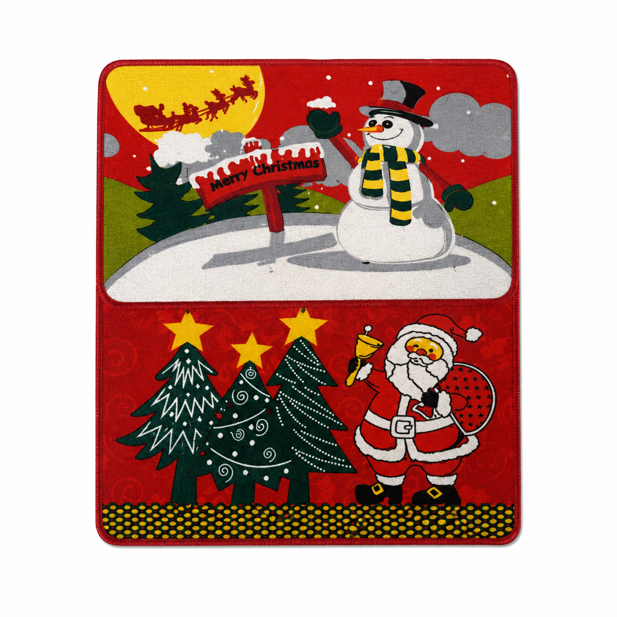 Christmas Santa & Snowman Floor Mat 38 x 58 cm