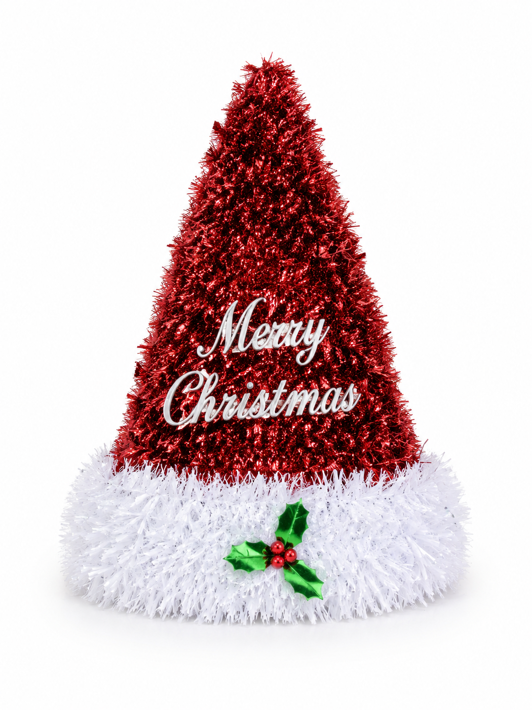 Merry Christmas Tinsel Party Hat 26 x 35 cm