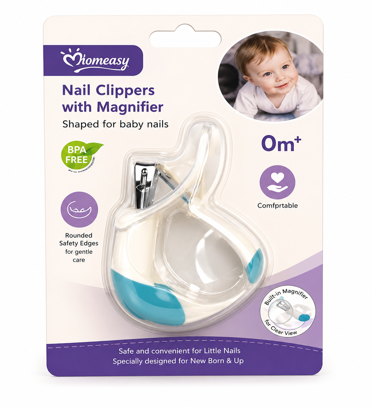 Baby Nail Clippers with Built-In Magnifier – Safe Newborn Nail Trimmer 0m+