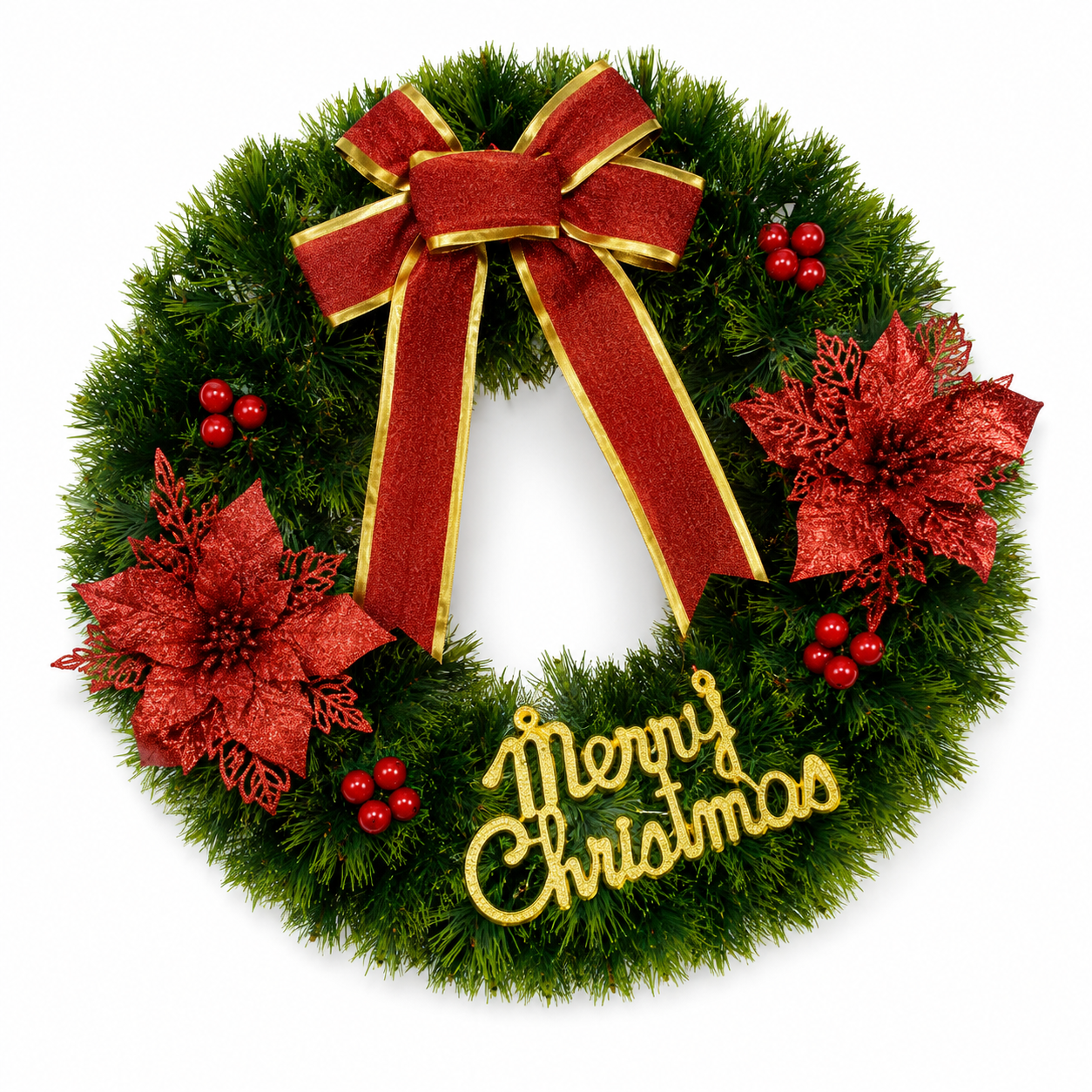 Christmas Wreath with Red Bow 30 cm