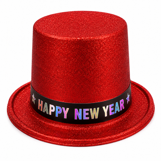 Red Glitter New Year's Eve Top Hat