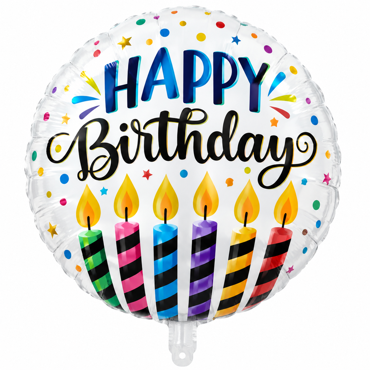 18" Happy Birthday Candle Design Round Foil Balloon