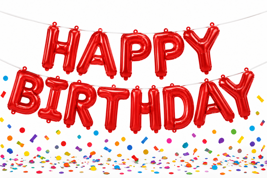 16" Red Happy Birthday Letter Foil Balloon Banner