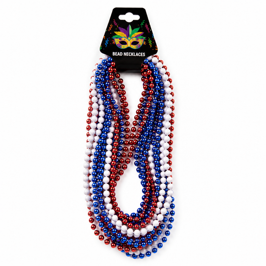 Patriotic Red White Blue Bead Necklaces