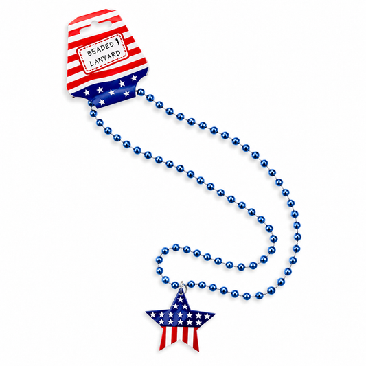 USA Patriotic Beaded Lanyard
