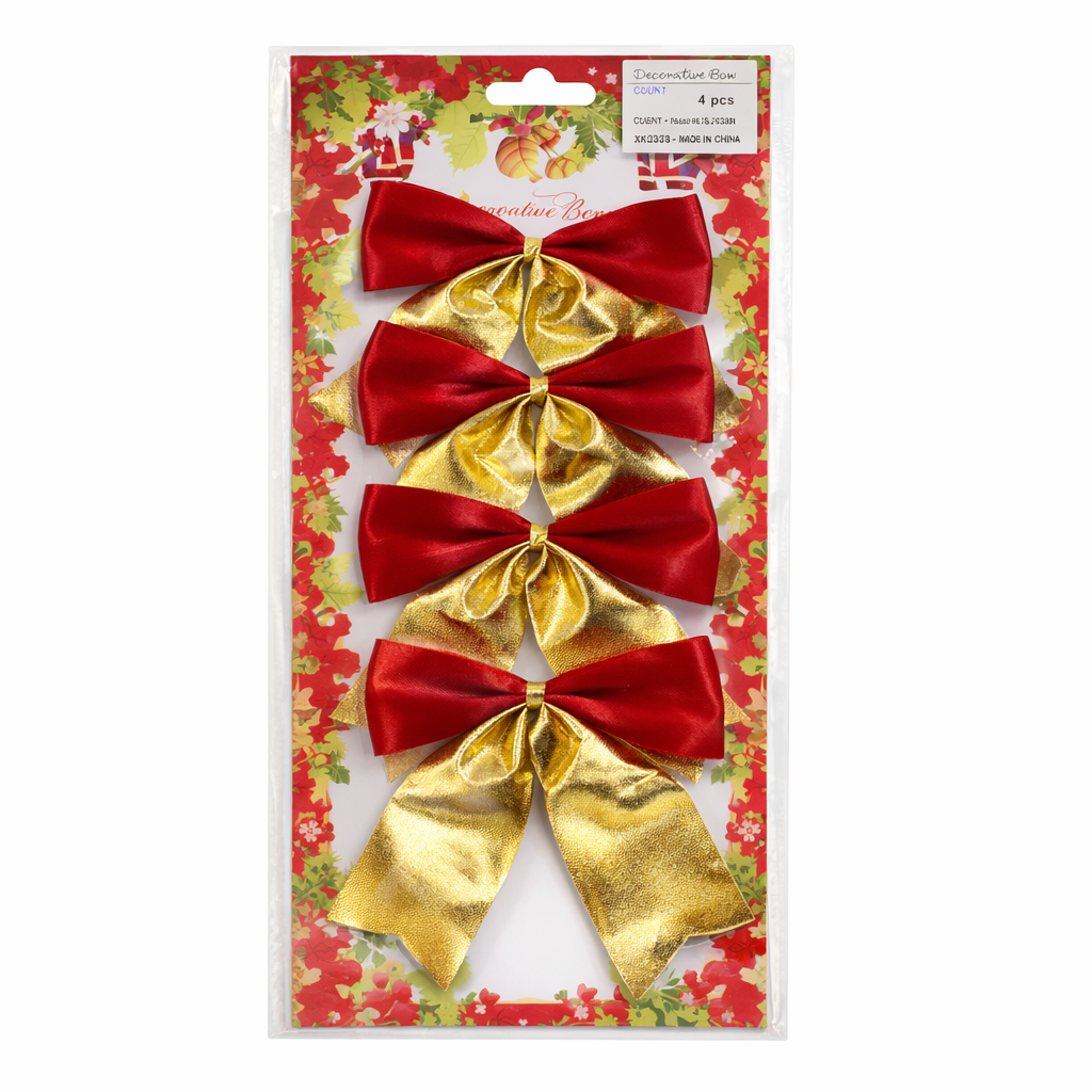 Red & Gold Christmas Decorative Bow Set – Holiday Decoration Bows