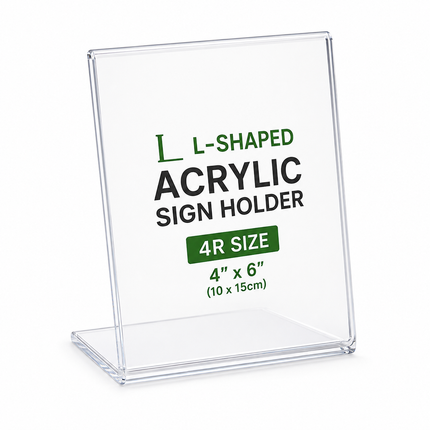 4R Acrylic Display Stand 4" x 6" – Clear Sign Holder
