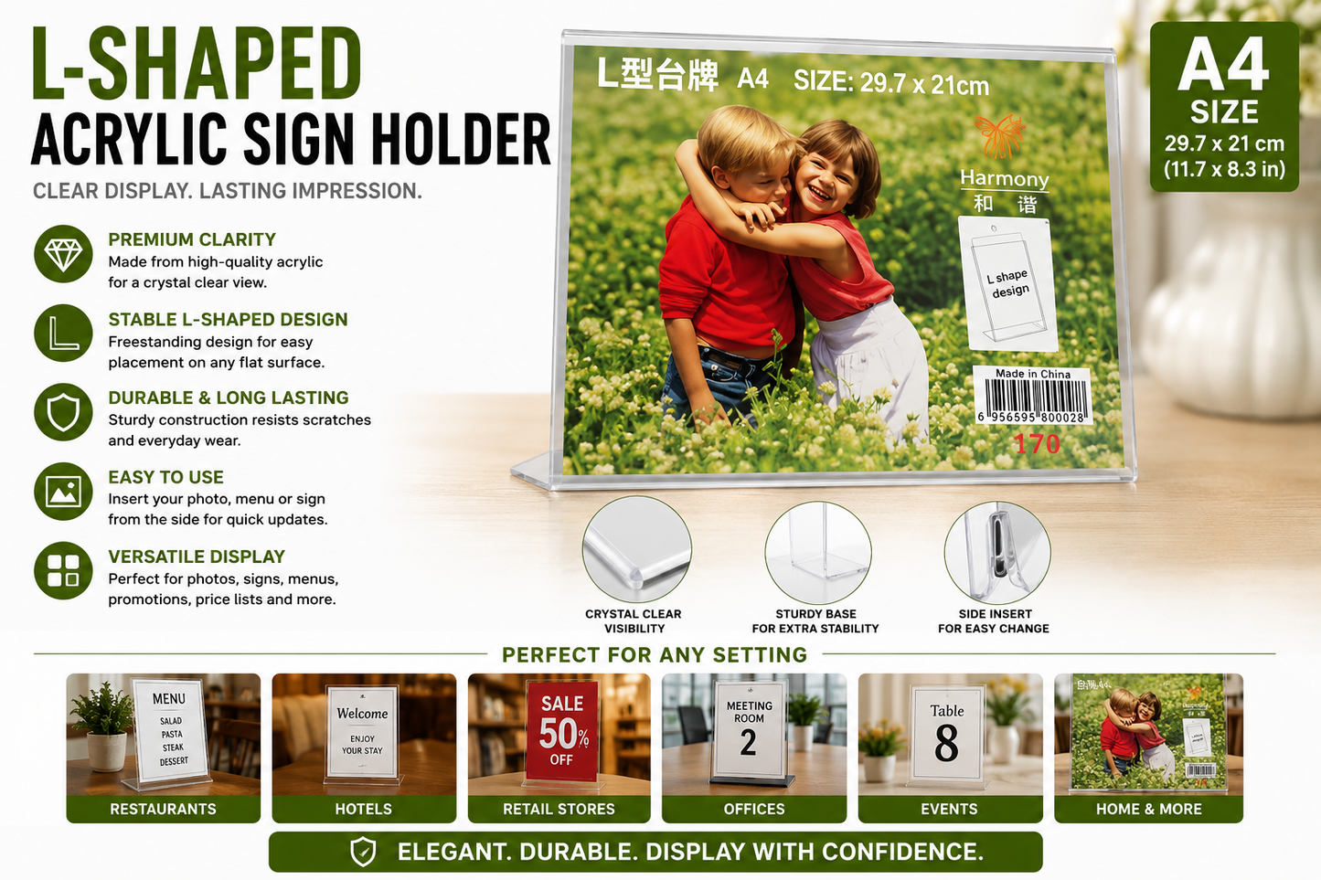 A4 Horizontal Acrylic Display Frame