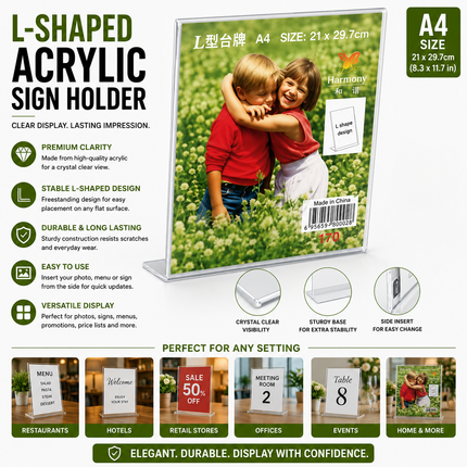 A4 Clear Acrylic Display Stand – Display Frame