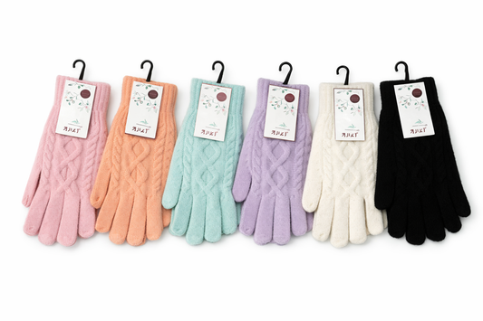 Cozy Comfort Pink, Orange, Light Green, Purple, White & Black Color Gloves - Women