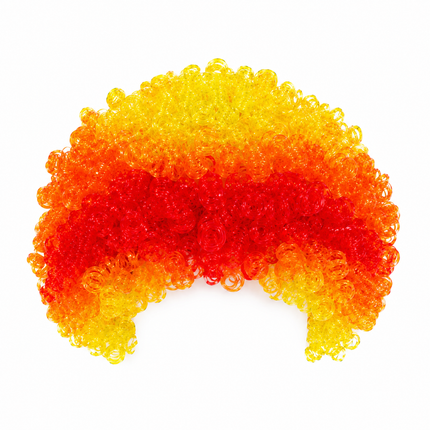 Curly Clown Wig – Red, Orange & Yellow Party Costume Wig