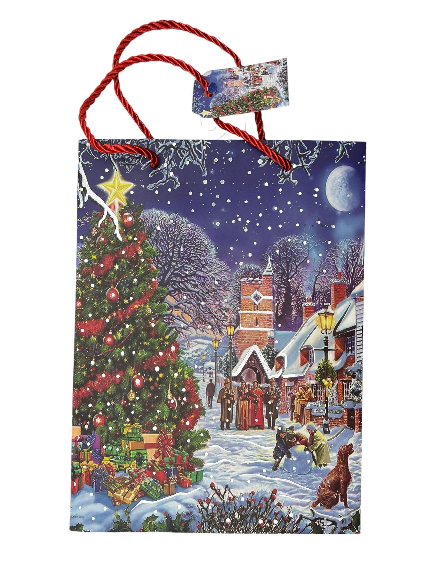 Christmas gift bags. Medium (M). 18 x 24 x 8.5 cm (approximately 7 x 9.5 x 3.5 inches).-079