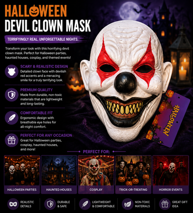 Halloween Scary Devil Clown Mask