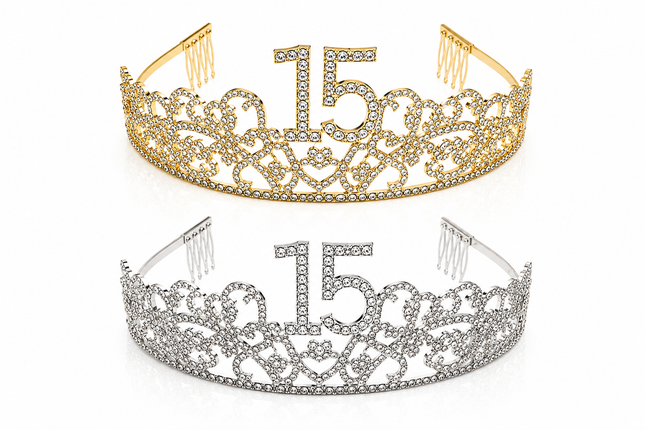 15th Birthday Rhinestone Tiara Crown for Girls