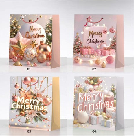 Large Christmas Star Bauble Design Pastel Color Gift Bag – Festive Holiday Packaging 26 × 32 × 10 cm