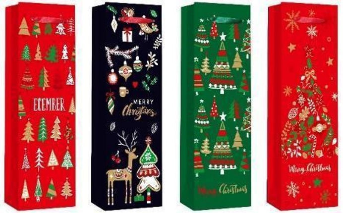 Christmas Gift Bag - Size Wine (W) 12 x 35 x 9 cm (approximately 4.5 x 13.5 x 3.5 inches).