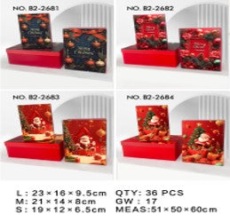 3-Pack Christmas Nested Gift Boxes – Red Holiday Set (23×16×9.5 cm, 21×14×8 cm, 19×12×6.5 cm)