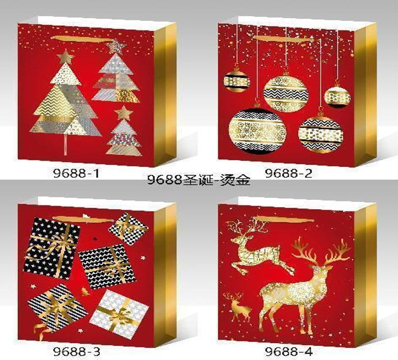 Festive Red & Gold Foil Christmas Gift Party Paper Bag - Jumbo Size 31x40x12 cm