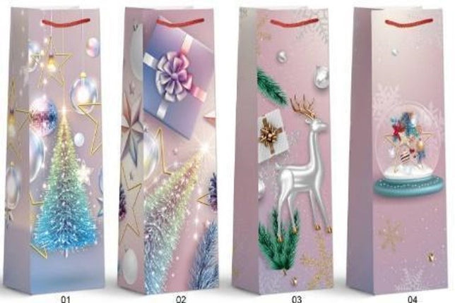 Christmas Gift Bag - Size Wine (W) 12 x 35 x 9 cm (approximately 4.5 x 13.5 x 3.5 inches).