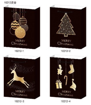 Christmas gift black color design bags. Jumbo (J). 31 x 40 x 12 cm (approximately 12 x 15.5 x 4.5 inches).