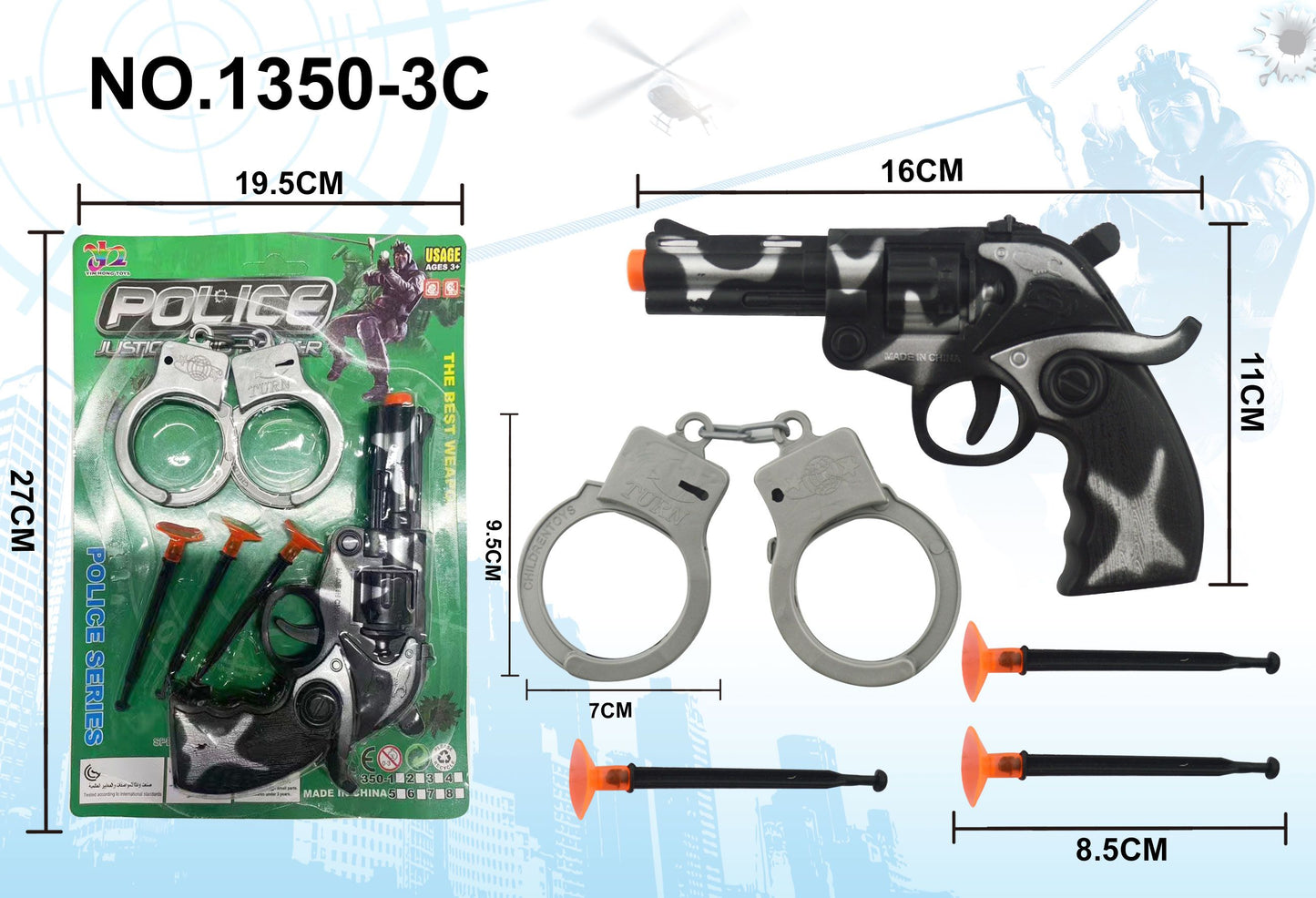 Kids Police Play Set with Handcuffs, Badge & Accessories