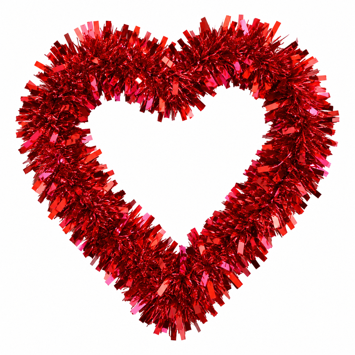 Red Heart-Shaped Tinsel Wreath