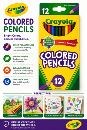 Crayola 12 Count Colored Pencils – Pre-Sharpened Art Supplies