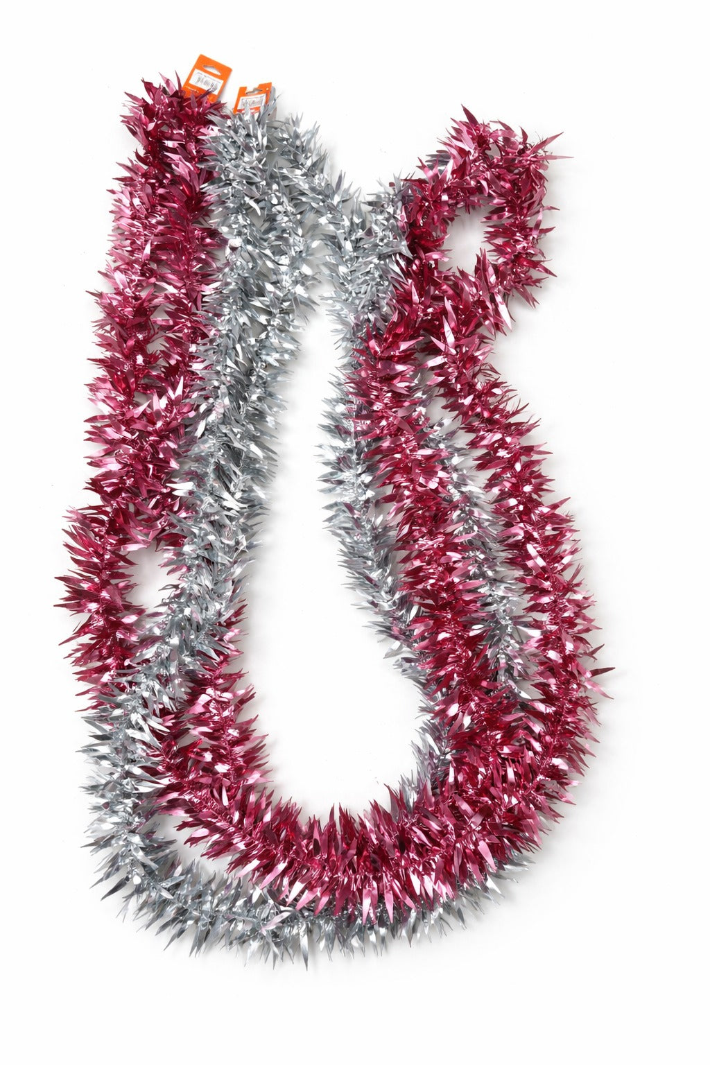 Festive Maroon and Silver Christmas Tinsel Garlands - 4m