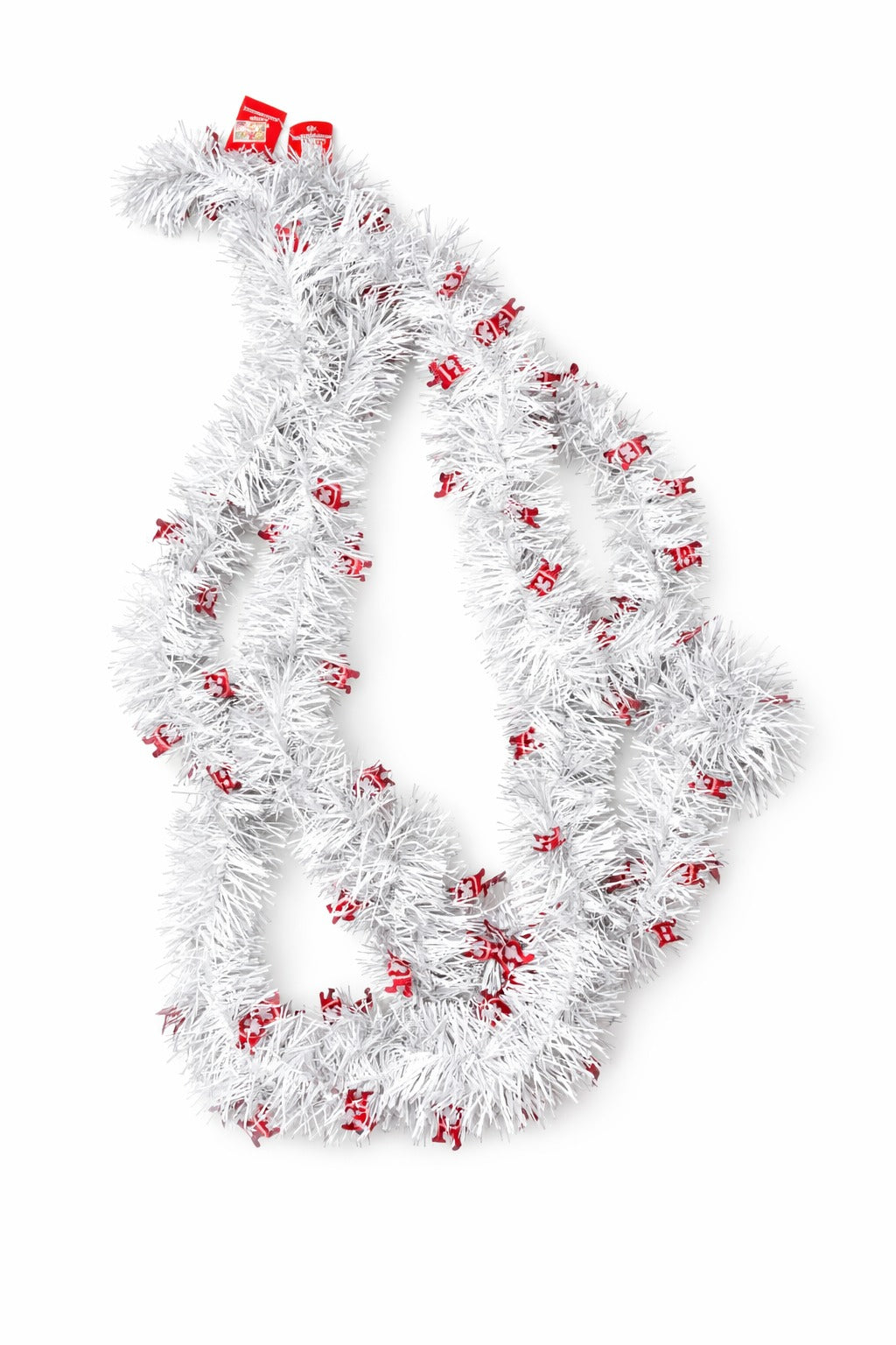 Festive White Christmas Tinsel Garland with Red Stars - 4m