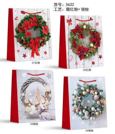 Medium Christmas Giftbag. Wreath Design. Size: 18*24*8.5cm