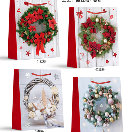Large Christmas Giftbag. Wreath Designs. Size : 26*32*10cm
