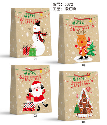 Christmas Medium Giftbag. Kraft Design. Size: 18*24*8.5cm