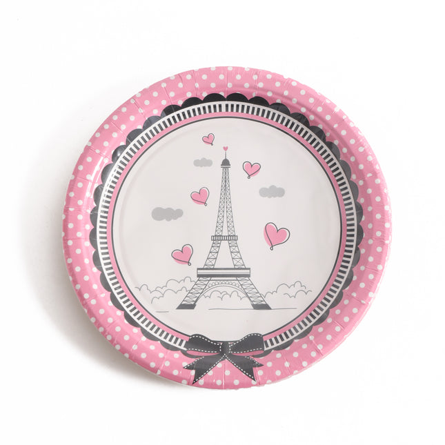 7" Party Plates – 10 Pieces per Pack (Paris Themed)